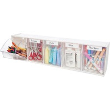 Deflecto Tilt Bin Interlocking Multi-Bin Storage Organizer - 5 Compartment(s) - 6.5" Height x 23.6" Width x 5.3" Depth - Desktop - White - 1 Each