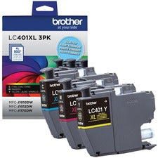 Brother LC401XL3PKS Original High Yield Inkjet Ink Cartridge - CMY - 3 Pack - 500 Pages