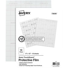 Avery&reg; TouchGuard Protective Film Sheets - Supports Multipurpose - Rectangular - Antimicrobial, Non-toxic, Self-adhesive, Antibacterial, Durable, Removable, Anti-viral - Polyethylene Terephthalate (PET), Plastic - Clear - 10 Pack