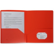 Business Source Letter Portfolio - 8 1/2" x 11" - 30 Sheet Capacity - 2 Pocket(s) - Red - 1 Each