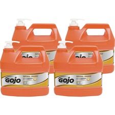 Gojo&reg; Natural Orange Smooth Hand Cleaner - Citrus Scent - 1 gal (3.8 L) - Pump Bottle Dispenser - Soil Remover, Dirt Remover, Grease Remover - Hand - Orange - 4 / Carton