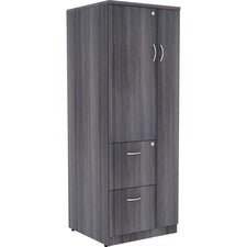 Lorell Relevance Tall Storage Cabinet - 2-Drawer - 23.6" x 23.6" x 65.6" - 2 Drawer(s) - 2 Shelve(s) - Material: Medium Density Fiberboard (MDF), Particleboard - Finish: Weathered Charcoal