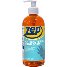 Zep Antimicrobial Hand Soap - Fresh Clean Scent - 16.9 fl oz (500 mL) - Kill Germs, Bacteria Remover, Soil Remover - Hand - Orange - Non-abrasive, Solvent-free, Residue-free - 1 Each