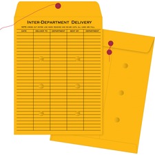 Business Source Ruled Interdepartmental Envelopes - Inter-department - #32 - 10" Width x 13" Length - 32 lb - String/Button - Kraft - 100 / Box - Brown Kraft