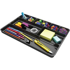 Deflecto Sustainable Office Drawer Organizer - 9 Compartment(s) - 1.1" Height x 14" Width x 9.1" Depth - 30% Recycled - Black - 1 Each