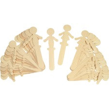 Creativity Street People Shaped Wood Craft Sticks - 2"Height x 5.38"Length - 1 / Pack - Natural - Wood