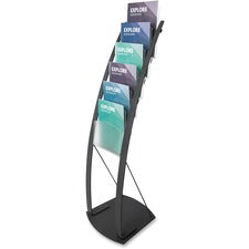 Deflecto Contemporary Floor Display - 6 Compartment(s) - Compartment Size 1.45" - 49" Height x 13" Width x 16.5" Depth - Floor - Black - Metal - 1 Each