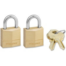 Three-pin Brass Tumbler Locks, 0.75" Wide, 2 Locks And 2 Keys, 2/pack