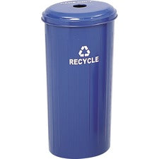 Safco Recycling Receptacle with Lid - 20 gal Capacity - 30" Height x 16" Width - Steel - Blue - 1 Each