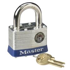 Four-pin Tumbler Laminated Steel Lock, 2" Wide, Silver/blue, 2 Keys