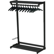 Single-sided Rack With Two Shelves, 12 Hangers, Steel, 48w X 18.5d X 61.5h, Black