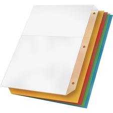 Poly Ring Binder Pockets, 8.5 X 11, Assorted Colors, 5/pack