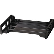 Officemate Side-Loading Desk Tray - 2.8" Height x 13.2" Width x 9" Depth - Desktop - Stackable, Durable, Non-stick, Portable, Carrying Handle - Black - 1 Each