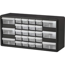 Akro-Mils 26-Drawer Plastic Storage Cabinet - 26 Compartment(s) - 10.3" Height x 20" Width x 6.4" Depth - Unbreakable, Stackable, Finger Grip - Black - Polymer, Plastic - 1 Each