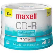 Cd-r Discs, 700 Mb/80 Min, 48x, Spindle, Silver, 50/pack