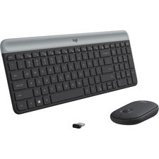 Logitech MK470 Slim Wireless Combo - USB Wireless RF - USB Wireless RF - Optical - 1000 dpi - 3 Button - Scroll Wheel - Symmetrical - AA, AAA - Compatible with Windows - 1 Pack