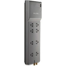 Home/office Surge Protector, 8 Ac Outlets, 12 Ft Cord, 3,390 J, Dark Gray