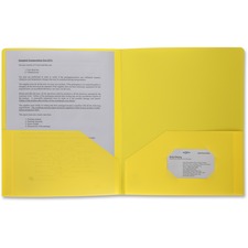 Business Source Letter Portfolio - 8 1/2" x 11" - 30 Sheet Capacity - 2 Pocket(s) - Yellow - 1 Each
