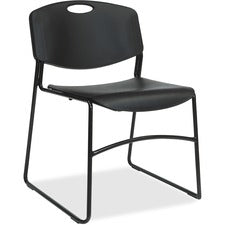Lorell Heavy-duty Bistro Stack Chairs - Plastic Seat - Plastic Back - Steel Frame - Black - 4 / Carton