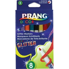 Prang Decor Glitter Markers - Assorted Water Based Ink - Felt Tip - 8 / Set