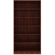 Lorell Cherry Laminate Bookcase - 73" Height x 36" Width x 12" Depth - Sturdy, Adjustable Feet, Adjustable Shelf - Cherry - Laminate - 1 Each