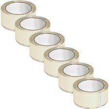 Business Source Crystal Clear Packaging Tape - 55 yd Length x 2" Width - 3" Core - Pressure-sensitive Poly - 2.50 mil - 6 / Pack - Crystal