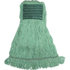 Genuine Joe GJOMGR5B, Synthetic Blend Medium Mophead, 1 Each, Green - Synthetic, Cotton, Rayon, Fiber