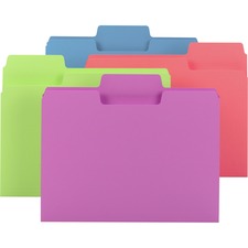 Smead SuperTab 1/3 Tab Cut Letter Recycled Top Tab File Folder - 8 1/2" x 11" - 3/4" Expansion - Top Tab Location - Bright Purple, Bright Pink, Bright Green, Bright Blue - 10% Recycled - 24 / Pack