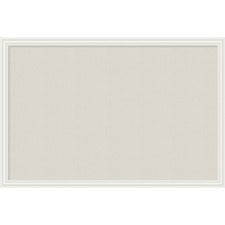 Linen Bulletin Board With Décor Frame, 30 X 20, Natural Surface, White Wood Frame