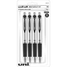 uniball&trade; 207 Impact RT Gel Pen - Bold Pen Point - 1 mm Pen Point Size - Refillable - Retractable - Black Gel-based Ink - 4 / Pack