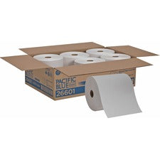Pacific Blue Basic Nonperforated Paper Towel Rolls, 1-ply, 7.88" X 800 Ft, White, 6 Rolls/carton