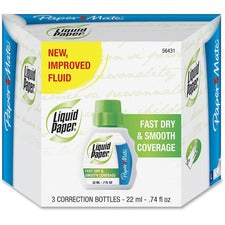 Fast Dry Correction Fluid, 22 Ml Bottle, White, 3/pack