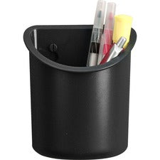 Lorell Recycled Plastic Mounting Pencil Cup - Plastic - 1 Each - Black
