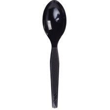 Plastic Cutlery, Heavy Mediumweight Teaspoons, Black, 1,000/carton