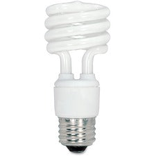 Satco 13-watt Fluorescent T2 Spiral CFL Bulb - 13 W - 120 V AC - Spiral - T2 Size - Soft White Light Color - E26 Base - 12000 Hour - 4400.3&deg;F (2426.8&deg;C) Color Temperature - 82 CRI - Energy Saver - 4 / Box