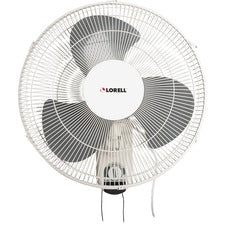 Lorell Pull-chain Wall Mounting 3-speed Fan - 16" Diameter - 3 Speed - Adjustable Tilt Head, Oscillating - 18.5" Height x 9.3" Width x 18.1" Depth - White