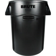 Vented Round Brute Container, 44 Gal, Plastic, Black