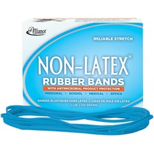 Alliance Rubber 42179 Non-Latex Rubber Bands with Antimicrobial Protection - Size #117B - 1/4 lb. box contains approx. 63 bands - 7" x 1/8" - Cyan blue