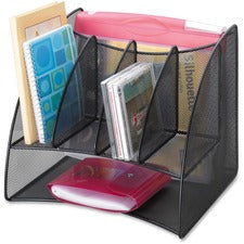 Onyx Mesh Corner Organizer, Six Sections, 15 X 11 X 13, Black