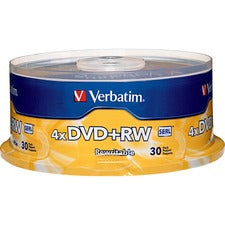 Dvd+rw Rewritable Disc, 4.7 Gb, 4x, Spindle, Silver, 30/pack