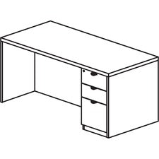 Lorell Prominence 2.0 Gray Elm Laminate Desk Unit - 60" x 30"29" , 1" Top, 0.1" Edge - 3 x File, Box Drawer(s) - Single Pedestal on Right Side - Band Edge - Material: Particleboard - Finish: Thermofused Melamine (TFM)