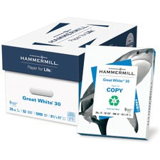 Hammermill Great White Recycled Copy Paper - 92 Brightness - Letter - 8 1/2" x 11" - 20 lb Basis Weight - 200000 / Pallet