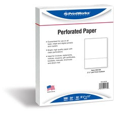 PrintWorks Professional Pre-Perforated Paper for Invoices, Statements, Gift Certificates & More - 92 Brightness - Letter - 8 1/2" x 11" - 24 lb Basis Weight - Smooth - 500 / Ream - Perforated