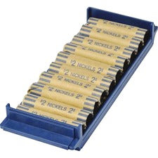 Stackable Plastic Coin Tray, 10 Compartments, Stackable, 3.75 X 10.5 X 1.5, Blue, 2/pack
