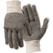 MCR Safety Poly/Cotton Large Work Gloves - Dirt, Debris Protection - Large Size - For Right/Left Hand - White - Elastic Wrist, Knit Wrist - 2 / Pair