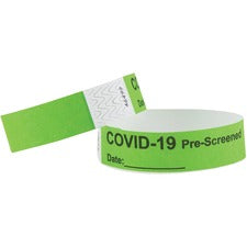 Advantus COVID Prescreened Tyvek Wristbands - 3/4" x 10" Length - Rectangle - Green - Tyvek - 100 / Pack