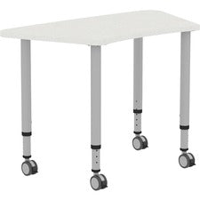 Lorell Height-adjustable Trapezoid Table - Trapezoid Top - 60" Table Top Width x 23.62" Table Top Depth - 33.62" Height - Assembly Required - Laminated, Gray - Laminate