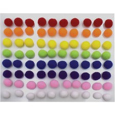 Creativity Street Peel-n-Stick Pom Pons - Project - 11.75"Height x 1.50"Width x 9.25"Length - 240 / Pack - White, Pink, Purple, Blue, Yellow, Orange, Green, Red - Plush