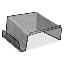 Lorell Black Mesh/Wire Angled Height Mesh Phone Stand - 11.1" x 10.1" x 5.3" x - Steel - 1 Each - Black