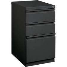 Lorell Box/Box/File Mobile Pedestal File - 15" x 19.9" x 27.8" - 3 x Drawer(s) for Box, File - Letter - Mobility, Casters, Drawer Extension, Security Lock, Recessed Drawer, Ball-bearing Suspension - Charcoal - Recycled